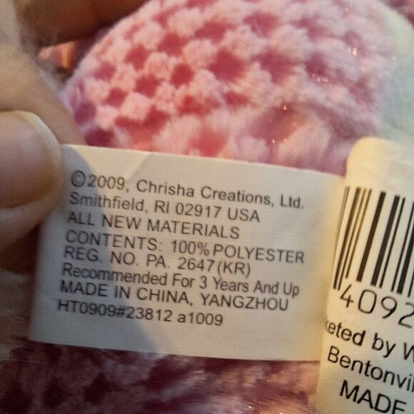 2009 Chrisha Playful Plush Easter Bunny Rabbit Pink Stuffed Animal Jellybean Toe - Picture 7 of 9